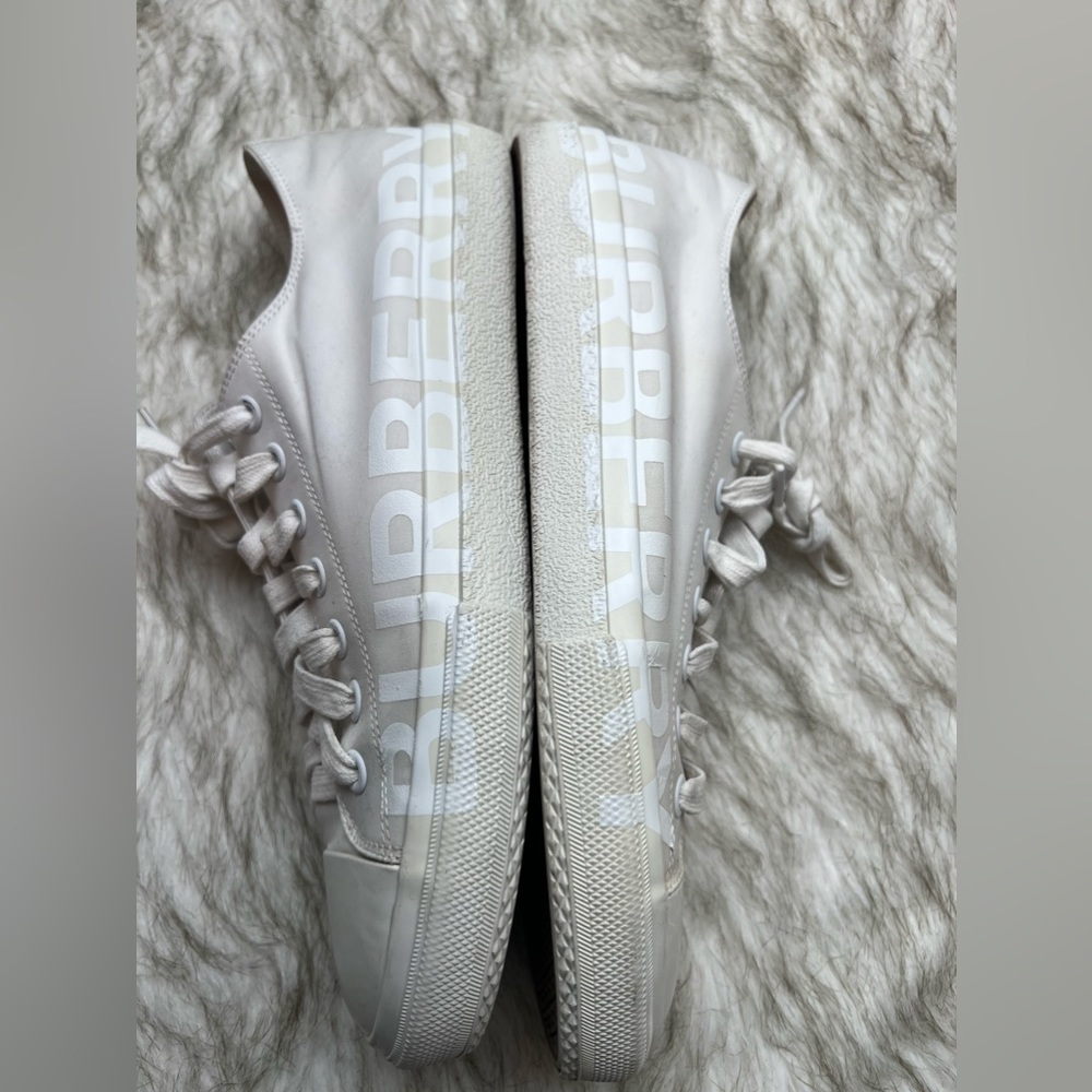 Burberry White Canvas Logo Print Size 45 (12 US)